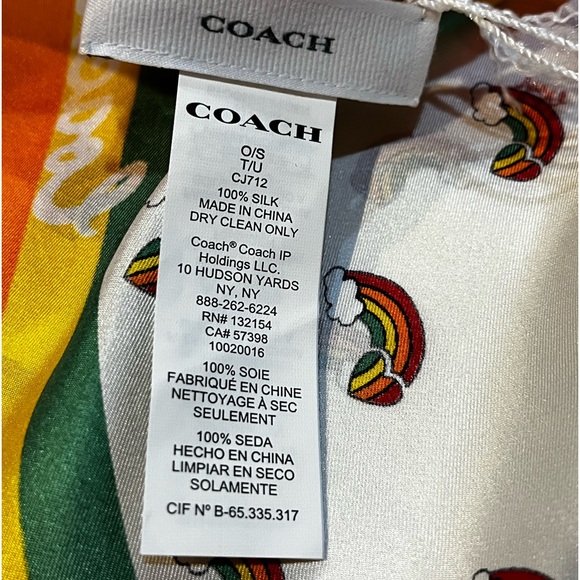 NEW COACH Coach Square Rainbow Print Silk Bandana Scarf 23” x 23” #CJ712 - Picture 5 of 9